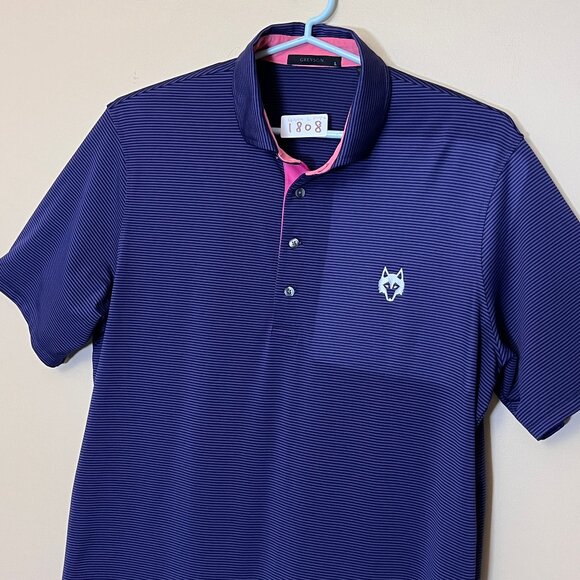 Greyson Golf Performance Striped Polo Shirt - Men's Size L - Purple - Picture 2 of 10